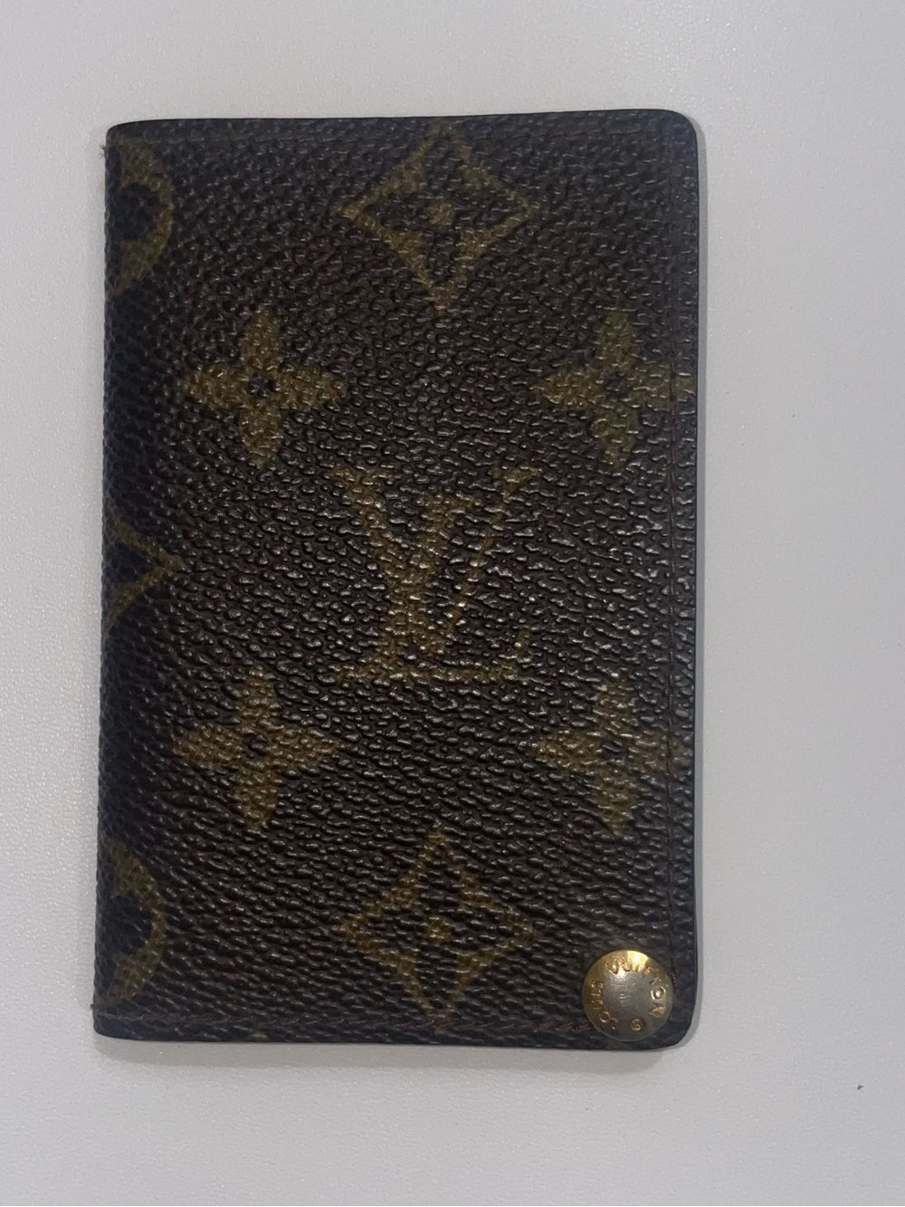 Authentic Louis Vuitton Brown Monogram Porte-Cartes Credit Pression Brown/Gold